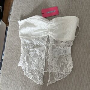Edikted White Lace Bandeau Top